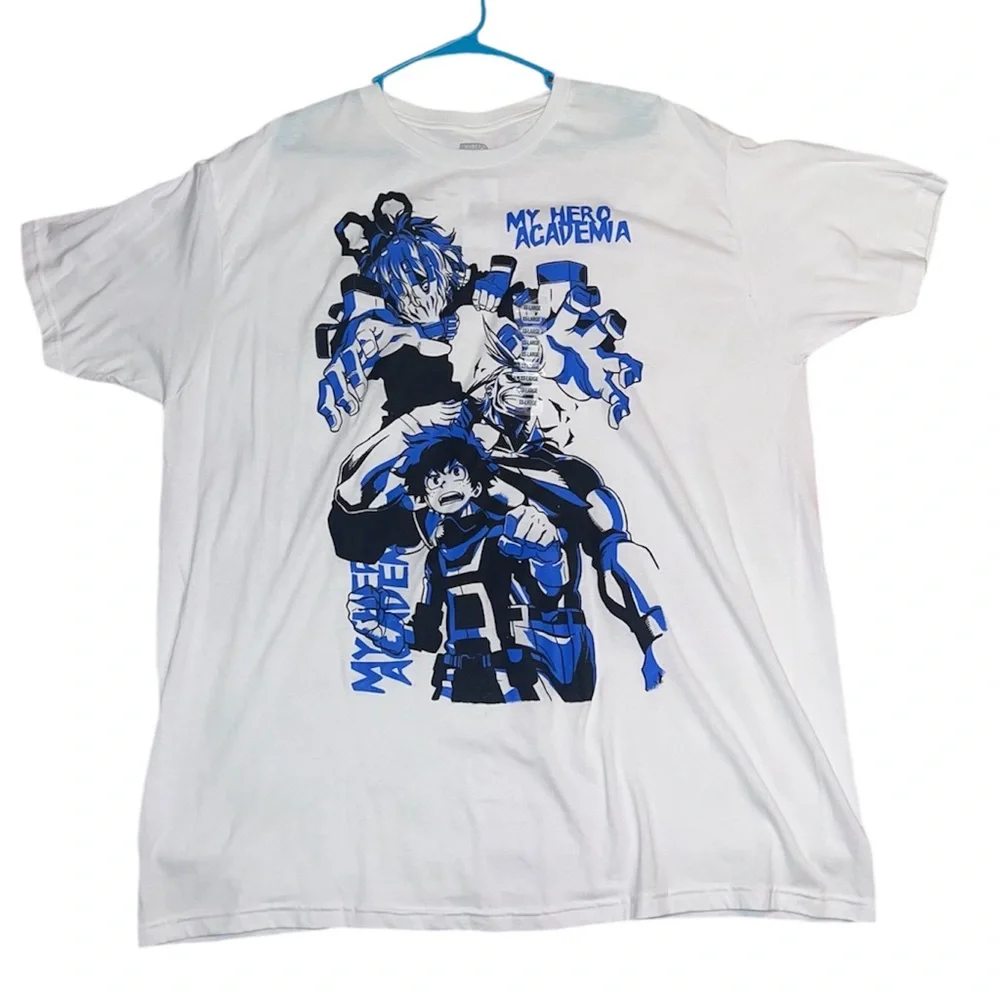 New My Hero Academia T-shirt White/Blue Graphic Print - Picture 1 of 3